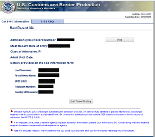 Sample I-94 record